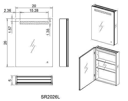 Budget friendly aquadom pacifica 20in x 26in x 5in left hinge led medicine cabinet automatic defogger touch screen button electrical outlet