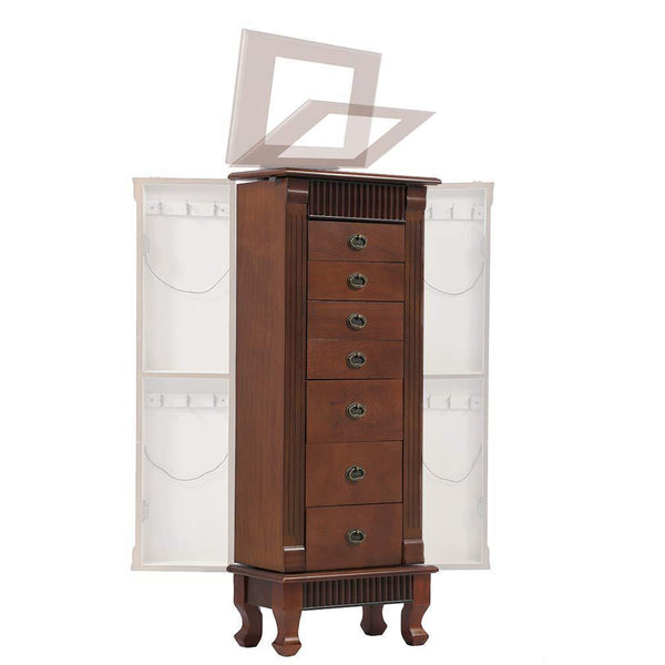 Results fdw jewelry cabinet jewelry chest jewelry armoire wood jewelry box storage stand organizer with side doors 7 drawers makeup mirror
