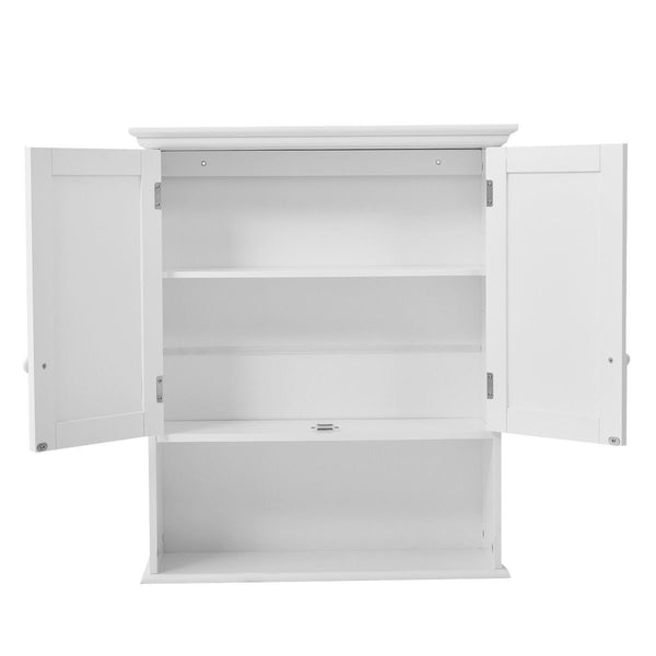 Kitchen gentleshower bathroom wall cabinet wood medicine cabinet multipurpose home kitchen medicine storage organizer with 2 doors and 1 storage shelf white