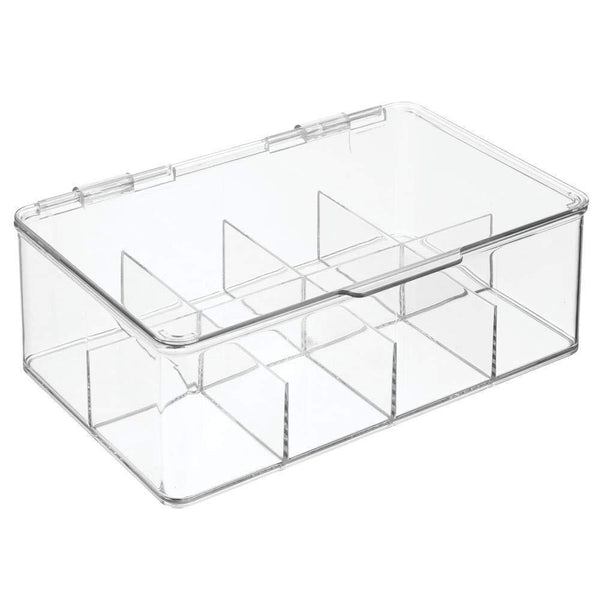 Get mdesign stackable plastic tea bag holder storage bin box for kitchen cabinets countertops pantry organizer holds beverage bags cups pods packets condiment accessories clear