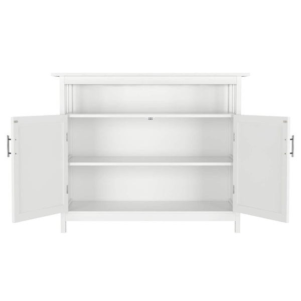 Storage homfa kitchen sideboard storage cabinet large dining buffet server cupboard cabinet console table with display shelf and double doors white