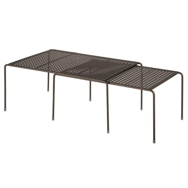 Get mdesign adjustable metal kitchen cabinet pantry countertop organizer storage shelves expandable 4 piece set durable steel non skid feet bronze