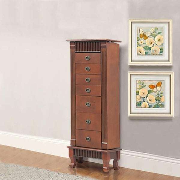 Selection fdw jewelry cabinet jewelry chest jewelry armoire wood jewelry box storage stand organizer with side doors 7 drawers makeup mirror