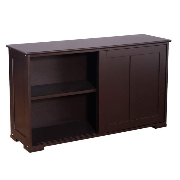 New waterjoy kitchen storage sideboard stackable buffet storage cabinet with sliding door panels for home kitchen antique brown