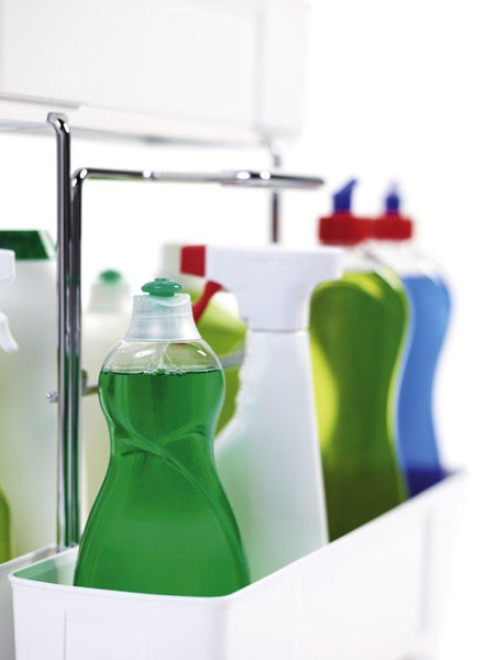 Latest cleaningagent under sink organizer chrome steel and white sliding pull out base cabinet storage removable carrying caddy dishwasher safe easy install