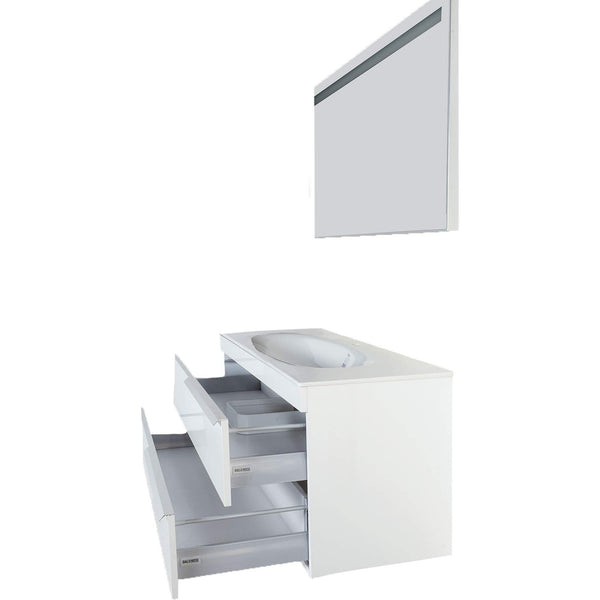 Try giallo rosso argento 48 inch bathroom vanity and sink combo with mirror contemporary design wall mount glossy white cabinet set single sink and double drawer