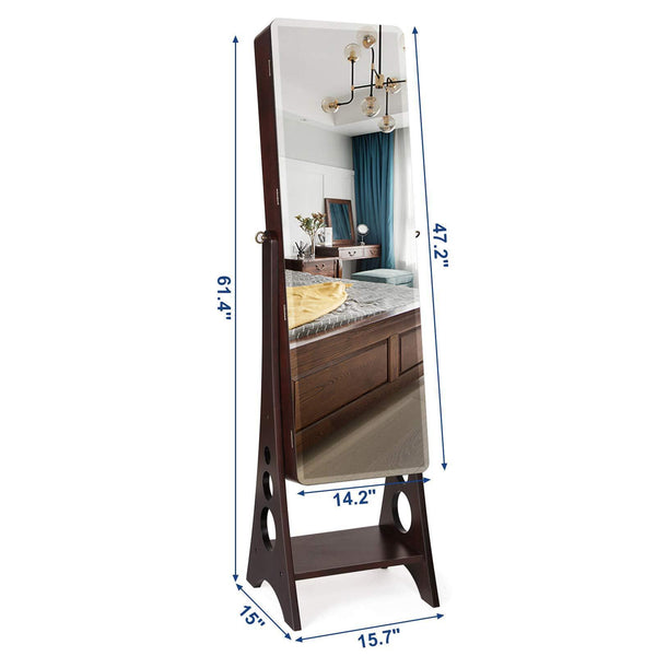Top songmics 8 leds jewelry cabinet armoire with beveled edge mirror gorgeous jewelry organizer large capacity brown patented ujjc89k