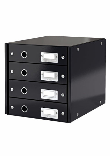 Buy now leitz click store storage box 4 drawer collapsible stackable patented design bin cabinet desk organizer black 60490095