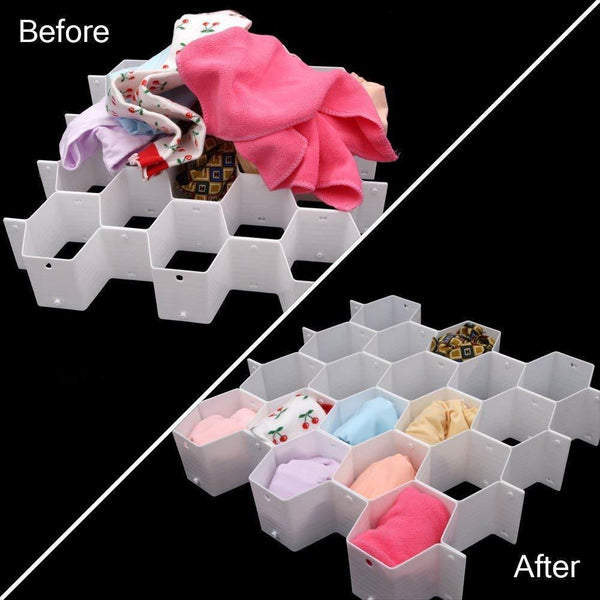 Discover the kloud city 3 colors household plastic partition bee style underwear socks bras ties belts scarves drawer divider cabinet clapboard 3 sets of white