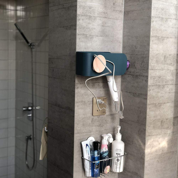 Best seller  hair dryer holder wall mount blow hair dryer rack with cabinets styling tool organizer storage shelf for hair dryer premium white