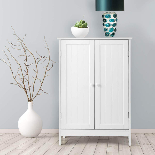 Organize with tangkula bathroom floor cabinet wooden floor storage cabinet living room modern home furniture free standing storage cabinet 23 5x14x34 inches