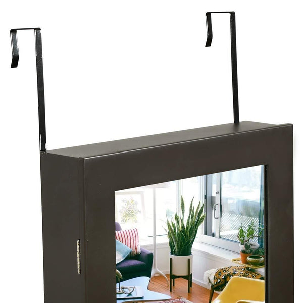 Storage organizer risar mirror jewelry cabinet wall door mounted jewelry armoire organizer with full length dressing mirror makeup jewelry storage brown