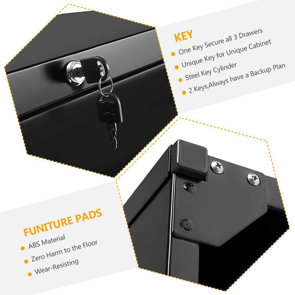Organize with 3 drawers white lateral file cabinet with lock lockable heavy duty filing cabinet steel construction blackcurve handle