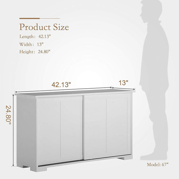 Best mecor sideboards and storage cabinet white kitchen buffet cabinet server table with 2 sliding doors 1 shelf dining room furniture
