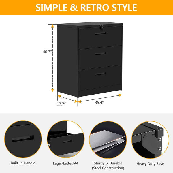 Related 3 drawers white lateral file cabinet with lock lockable heavy duty filing cabinet steel construction blackcurve handle