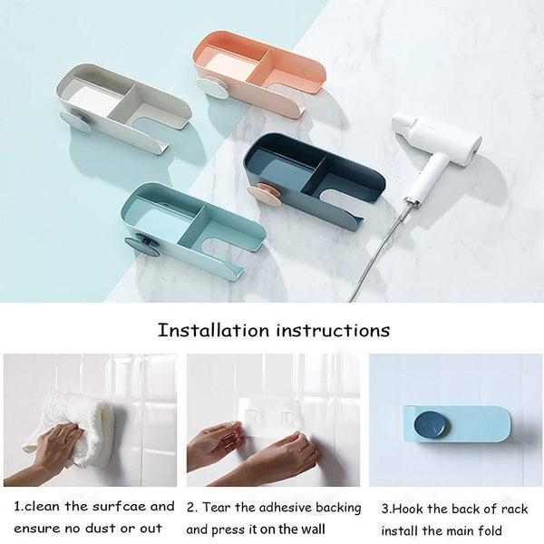 Top rated hair dryer holder wall mount blow hair dryer rack with cabinets styling tool organizer storage shelf for hair dryer premium white