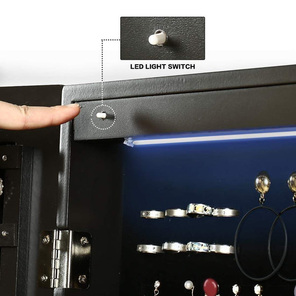 The best risar mirror jewelry cabinet wall door mounted jewelry armoire organizer with full length dressing mirror makeup jewelry storage brown