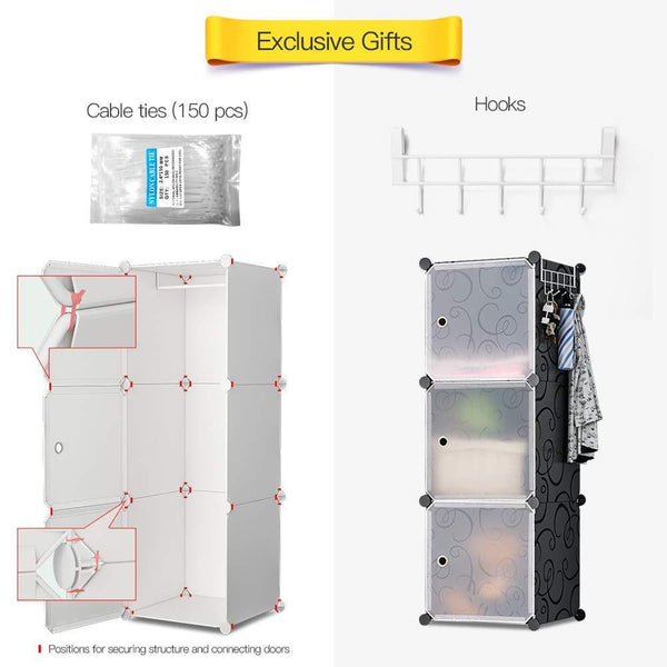 Great yozo modular wardrobe portable clothes closet garment rack polyresin storage organizer bedroom armoire cubby shelving unit dresser multifunction cabinet diy furniture black 25 cubes