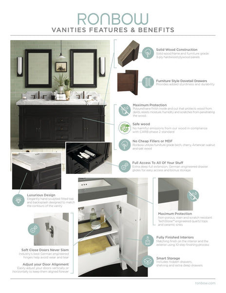 Amazon best ronbow edward 27 x 34 transitional solid wood frame bathroom medicine cabinet with 2 mirrors and 2 cabinet shelves in white 617026 w01