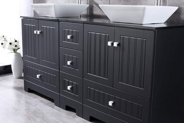 Purchase sliverylake 60 bathroom vanity and sink combo bathroom cabinet black countertop sink bowl w mirror set ceramic vessel black trapeziform