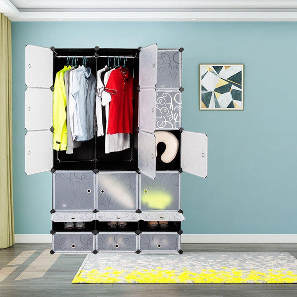 Amazon honey home diy modular shelving storage organizer 18 cube extra large portable wardrobe with clothes rod 12 cubes organizing cabinet 6 cubes shoe rack