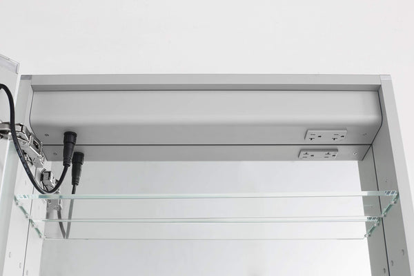 Buy aquadom pacifica 20in x 26in x 5in left hinge led medicine cabinet automatic defogger touch screen button electrical outlet