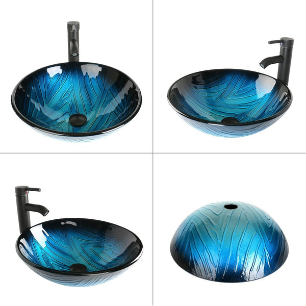 Shop here 24 inch bathroom vanity modern stand pedestal cabinet wood black fixture with mirror ocean blue tempered glass sink top with single faucet hole