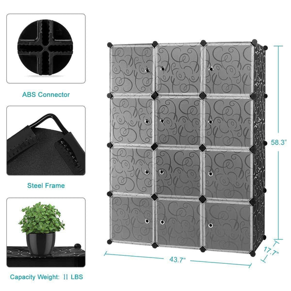 Budget friendly honey home diy modular shelving storage organizer 18 cube extra large portable wardrobe with clothes rod 12 cubes organizing cabinet 6 cubes shoe rack