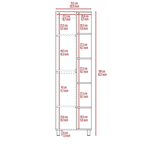 Budget friendly tuhome urano storage cabinet linen cabinet bathroom cabinet with 5 open external storage shelves and 1 cabinet w 3 adjustable shelves