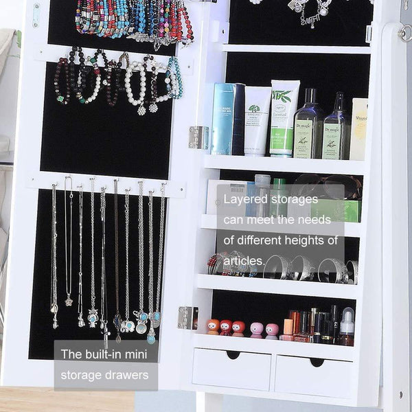 Cheap gissar jewelry organizer full length mirror jewelry cabinet standing wall mounted jewelry armoire storage with lights lockable white