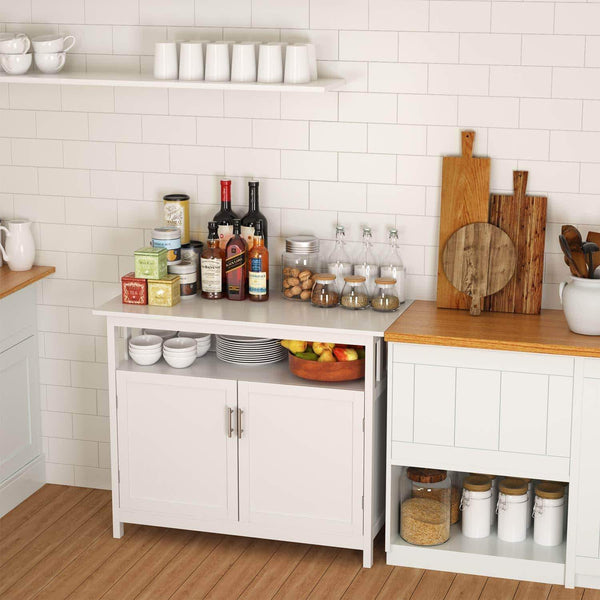 Select nice homfa kitchen sideboard storage cabinet large dining buffet server cupboard cabinet console table with display shelf and double doors white