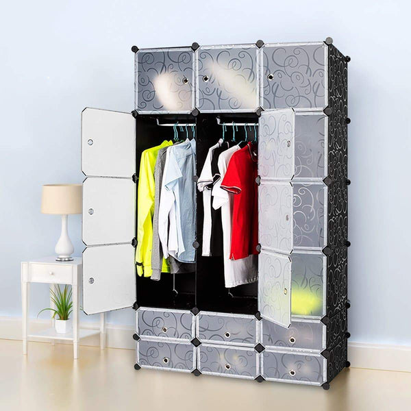 Amazon best honey home diy modular shelving storage organizer 18 cube extra large portable wardrobe with clothes rod 12 cubes organizing cabinet 6 cubes shoe rack