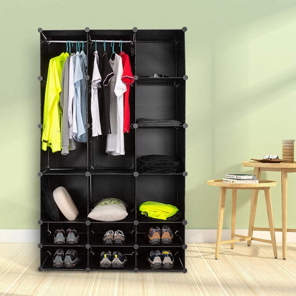 Best honey home diy modular shelving storage organizer 18 cube extra large portable wardrobe with clothes rod 12 cubes organizing cabinet 6 cubes shoe rack