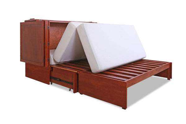 Select nice emurphybed com daily delight charging station gel infused mattress solid wood murphy cabinet chest bed queen cherry