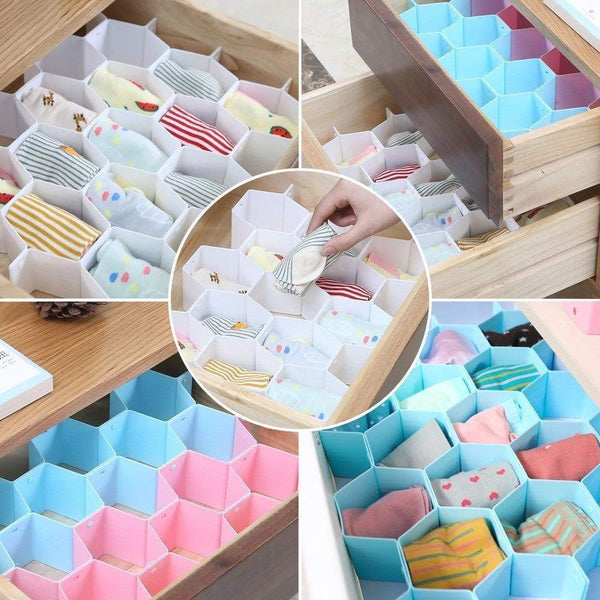 Discover kloud city 3 colors household plastic partition bee style underwear socks bras ties belts scarves drawer divider cabinet clapboard 3 sets of white