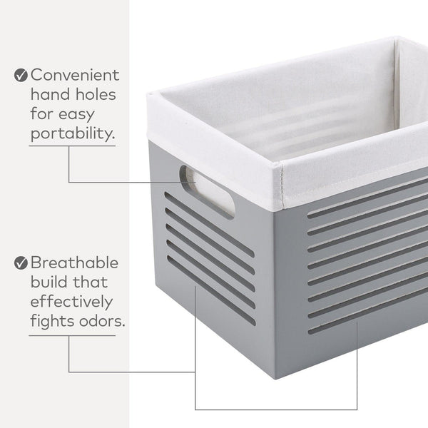 Related wooden storage box decorative closet cabinet and shelf basket organizer lined with machine washable soft linen fabric gray large