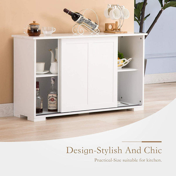 Best seller  mecor sideboards and storage cabinet white kitchen buffet cabinet server table with 2 sliding doors 1 shelf dining room furniture