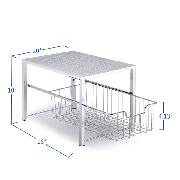 Featured simple trending under sink cabinet organizer with sliding storage drawer desktop organizer for kitchen bathroom office stackbale chrome
