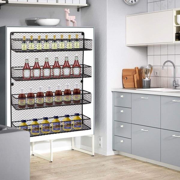 Top rated bbbuy 4 tier spice rack organizer wall mounted country rustic chicken holder large cabinet or wall mounted wire pantry storage rack great for storing spices household stuffs