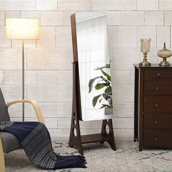 Amazon best songmics 8 leds jewelry cabinet armoire with beveled edge mirror gorgeous jewelry organizer large capacity brown patented ujjc89k