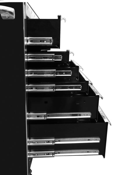 Products extreme tools ex7218rcbk 18 drawer triple bank roller cabinet in ball bearing slides 72 inch black high gloss powder coat finish