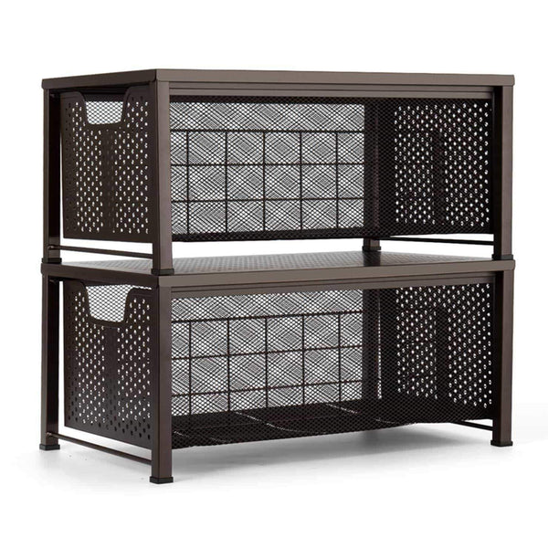 New bextsware stackable multi function under sink cabinet sliding basket organizer drawer extra large capacity space saving bronze