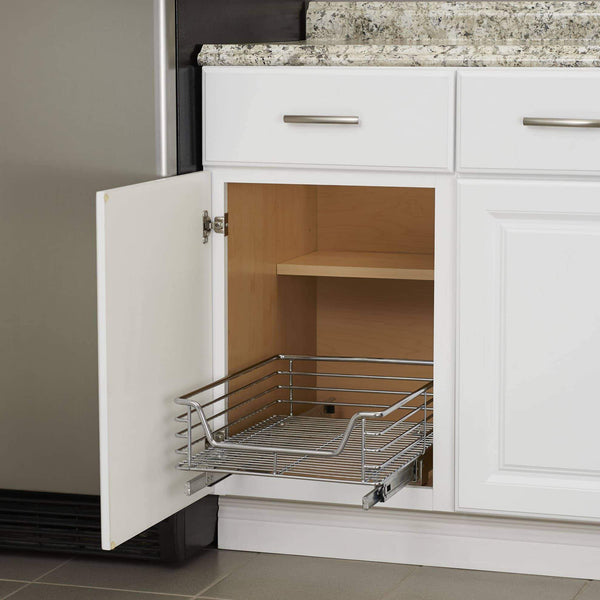 Featured household essentials c1521 1 glidez extra deep under sink sliding organizer pull out cabinet shelf chrome 14 5 inches wide