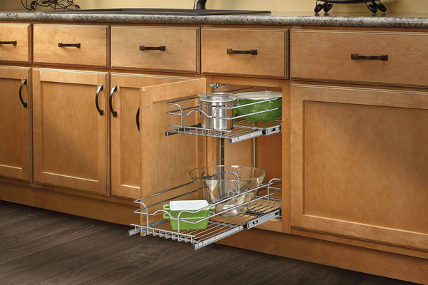 Discover rev a shelf 5wb2 0918 cr base cabinet pullout 2 tier wire basket reduced depth sink base accessories 9 w x 18 d inches