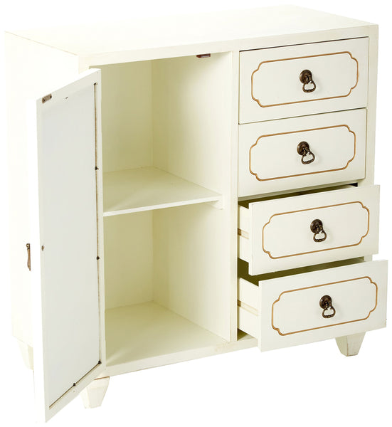 Save on heather ann creations 4 drawer wooden accent chest and cabinet multi clover pattern grille with mirrored backing 30 75h x 29 5w beige gold