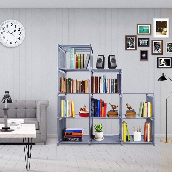 Great clewiltess 9 cube diy storage bookcase bookshelf for kids home furniture storage shelves closet organizer rack cabinet for bedroom living room office grey
