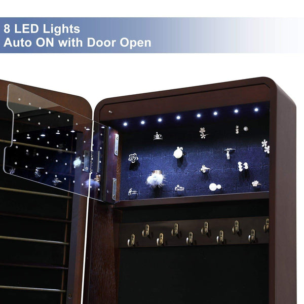 Try songmics 8 leds jewelry cabinet armoire with beveled edge mirror gorgeous jewelry organizer large capacity brown patented ujjc89k