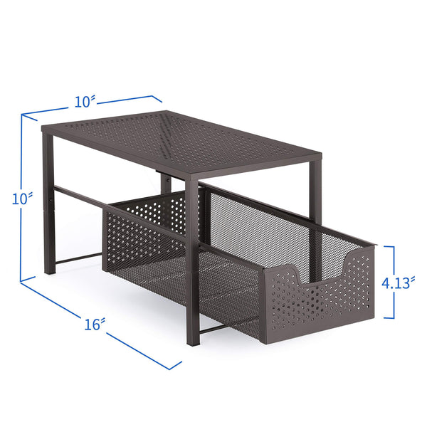 Cheap simple trending under sink cabinet organizer with sliding storage drawer desktop organizer for kitchen bathroom office stackbale bronze