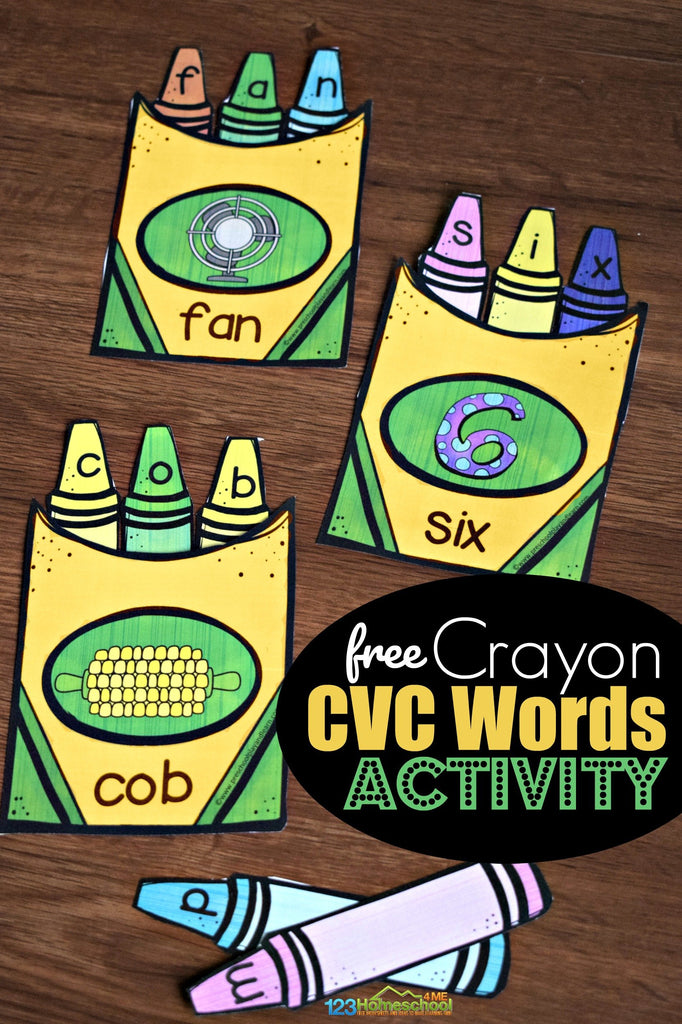 FREE Printable Crayon CVC Words Activity