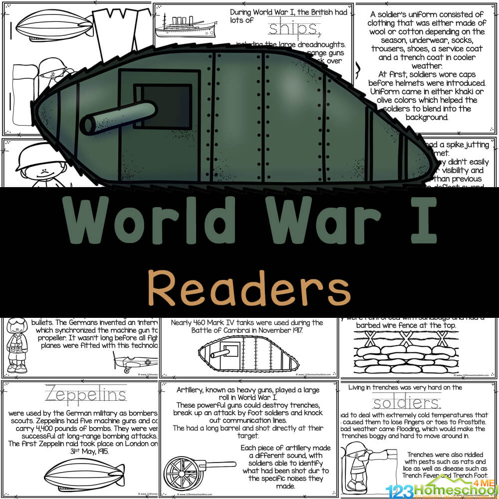 World War 1 for Kids Reader to Color and Learn